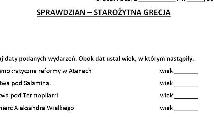Antyczna Grecja - sprawdzian