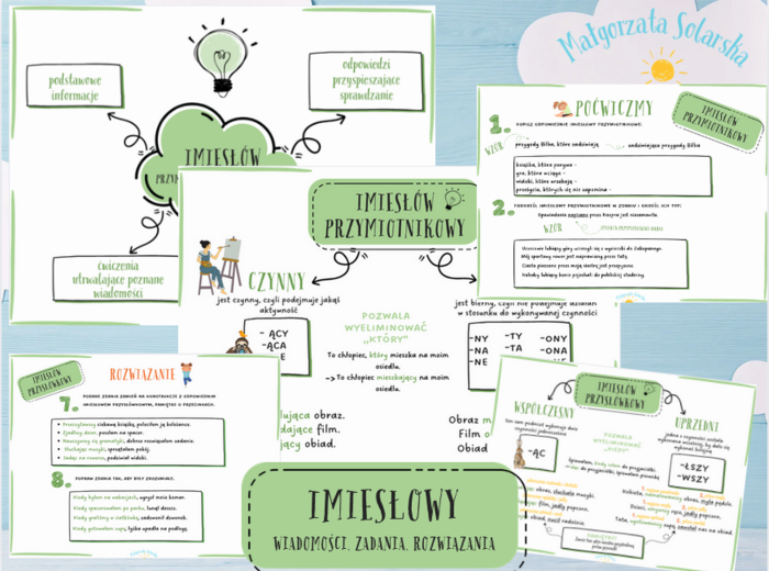 Imiesłów przymiotnikowy i przysłówkowy- wiadomości, zadania, rozwiązania.