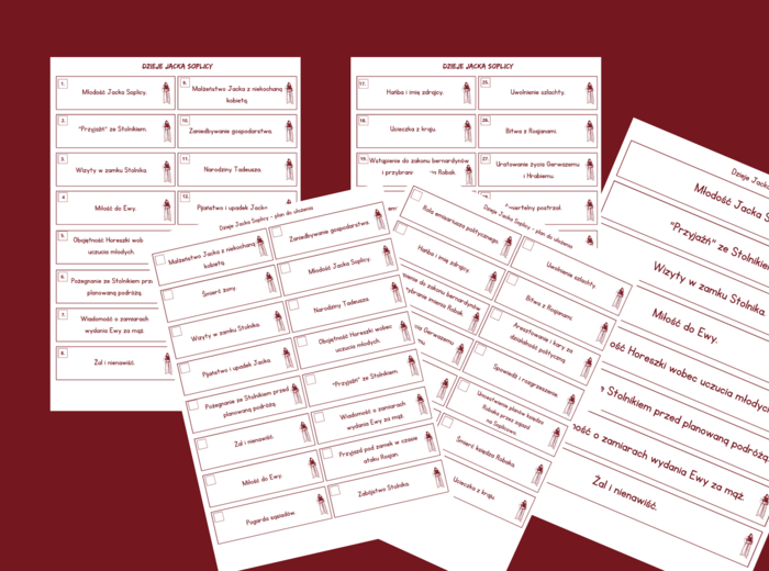 DZIEJE JACKA SOPLICY - plan wydarzeń - PAN TADEUSZ - fiszki
