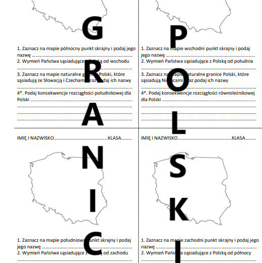 Granice Polski - kartkówka