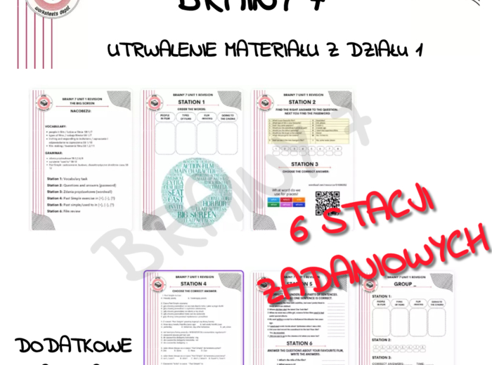 Brainy 7 Unit 1 - powtórka w formie stacji zadaniowych