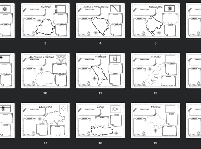 Rysnotkowe karty pracy - państwa europejskie spoza UE