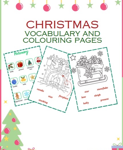 Christmas - vocabulary and colouring pages