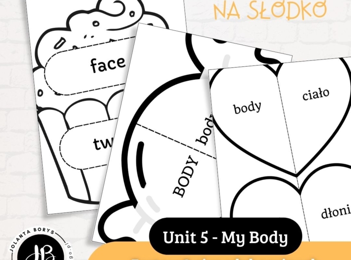 Słówka Na Słodko - Zestaw 3 gier edukacyjnych do nauki słownictwa z "Shine on 1" Unit 5 - My Body