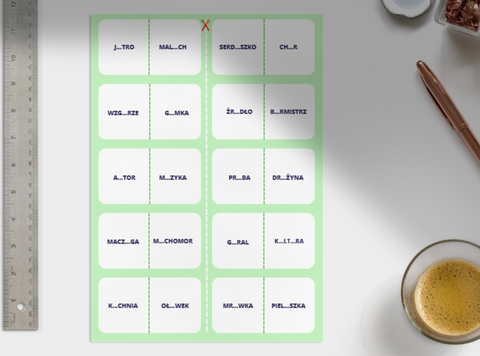 Ortograficzne domino - ,,ó'' oraz ,,u''.