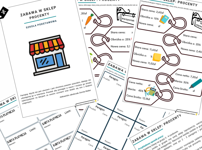 Procenty - gra: zabawa w sklep