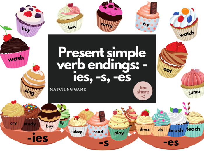PRESENT SIMPLE - cupcake matching