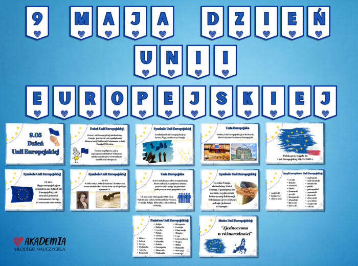 DZIEŃ UNII EUROPEJSKIEJ - UNIA EUROPEJSKA - GAZETKA I GIRLANDA