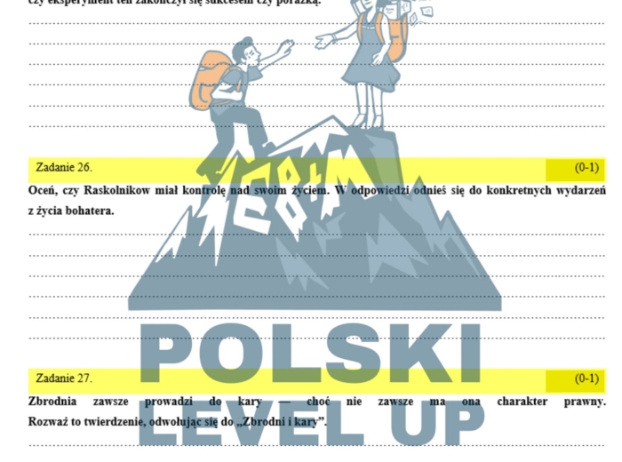 Test (51 zadań+tematy wypracowań P +R)_Zbrodnia i kara_Polski Level Up