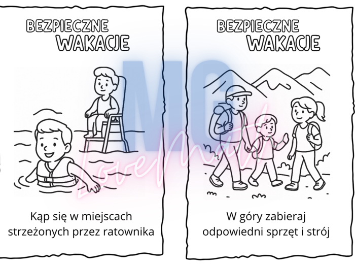 Wakacje - 30 kolorowanek dla dzieci - duża kolorowanka XXL, kolorowanki z zasadami bezpieczeństwa