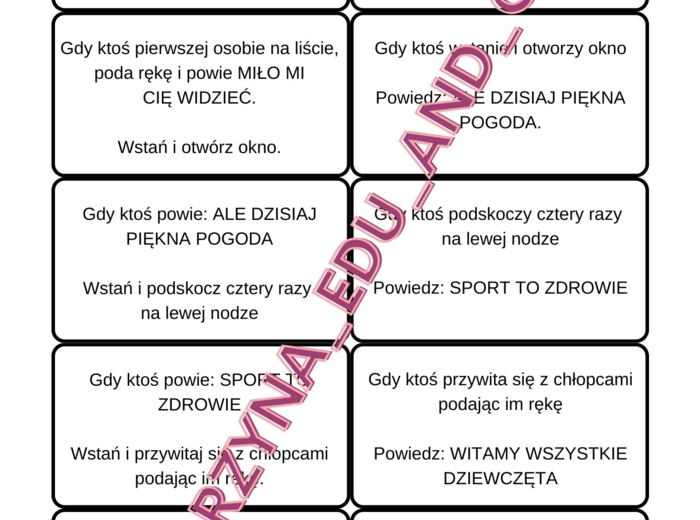 test na czujność - część 1 integracyjno-ruchowa