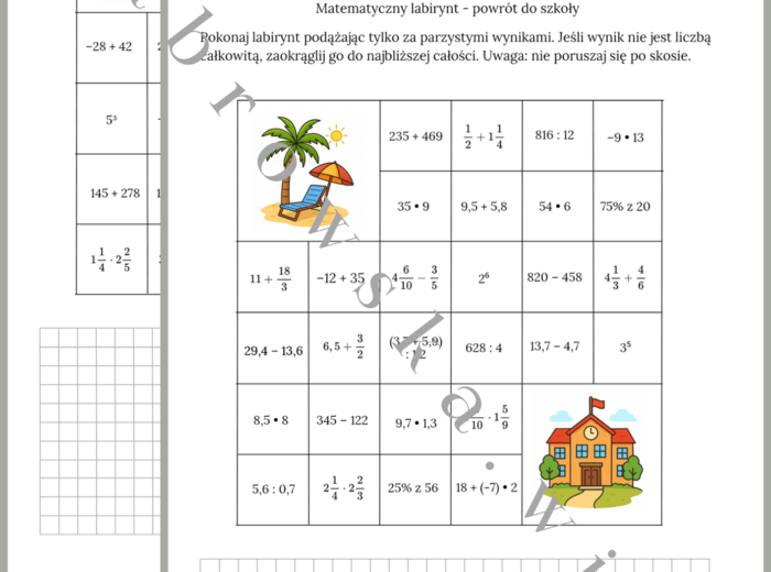 Matematyczny labirynt - powrót do szkoły