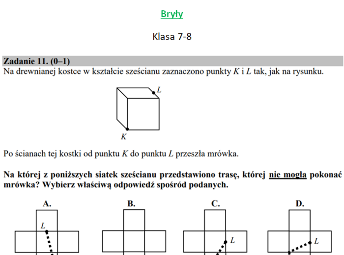 Bryły - zadania z egzaminu ósmoklasisty
