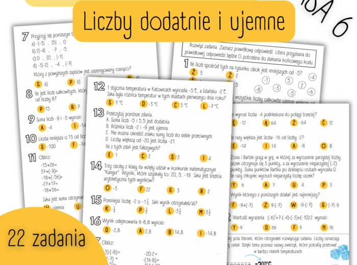 POWTÓRZENIE MATERIAŁU – Liczby dodatnie i ujemne – KLASA 6