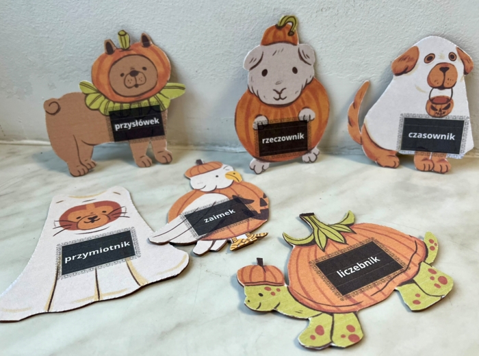 Halloween - straszne części mowy - dopasowywanka