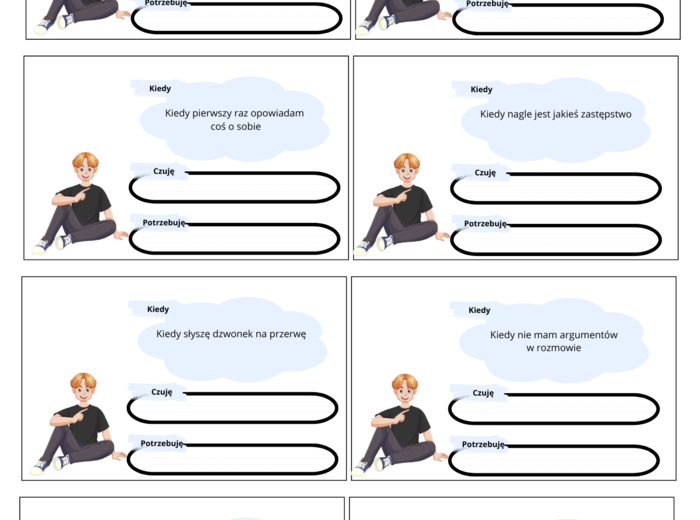 Karty "Kiedy... czuję... potrzebuję". Tus. Rewalidacja.