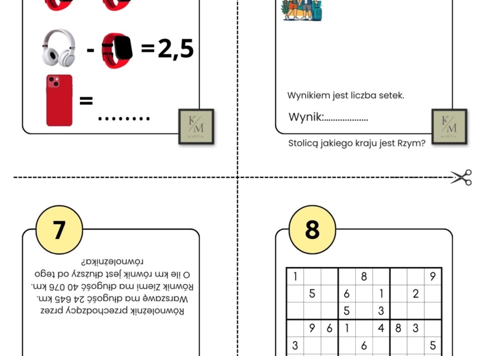 Karty pracy- matematyka klasa 4