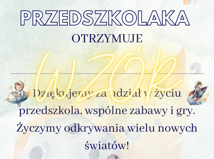 Dyplomy przedszkolaka, dyplom przedszkolaka, przedszkole