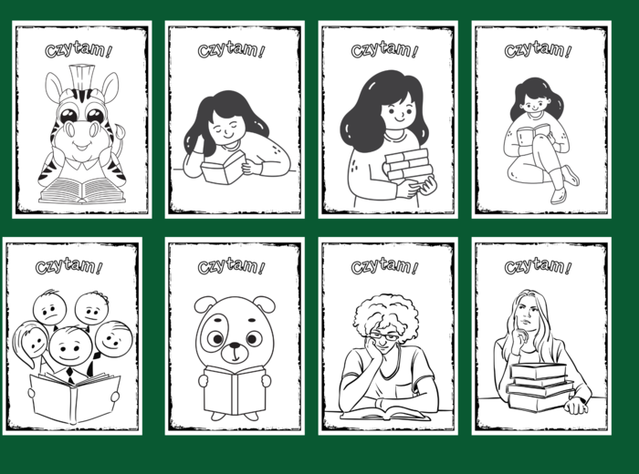 CZYTAM! - kolorowanka – kolorowanki – biblioteka – świetlica – przedszkole – 36 wersji