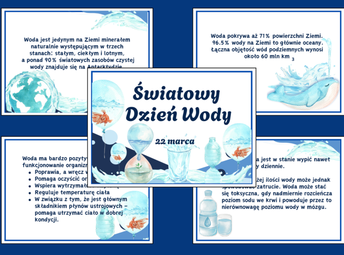 DZIEŃ WODY - Fakty o wodzie - ciekawostki – wiosna - gazetka – biblioteka – świetlica – 13 stron – wersja 3