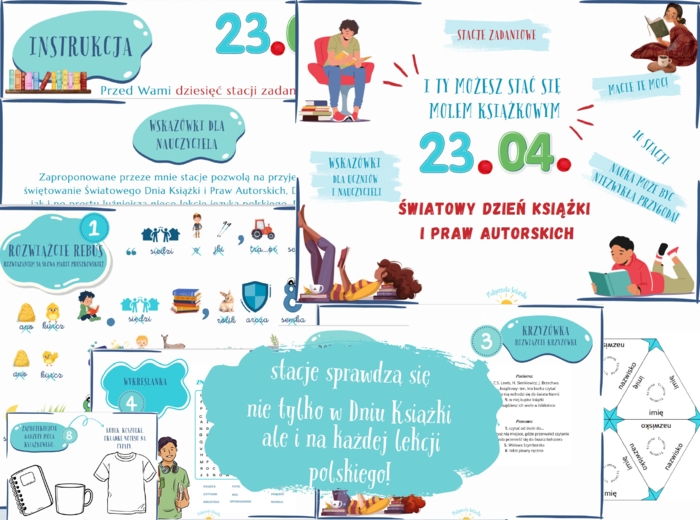 23 kwietnia- Światowy Dzień Książki i Praw Autorskich- Stacje zadaniowe