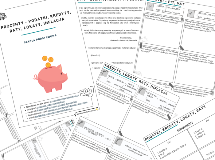 Procenty - podatki, kredyty, lokaty, raty, inflacja (klasa 7-8)