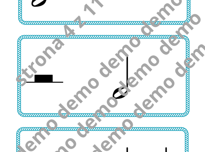 Muzyka. Karty do nauki wartości rytmicznych i ćwiczeń praktycznych. Metrum 4/4.