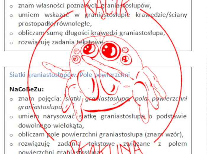 MATEMATYKA KL.7: NaCoBeZu (Zeszyt OK) - gotowe wklejki do zeszytu z możliwością zaznaczania przez uczniów poziomu zrozumienia danego zagadnienia