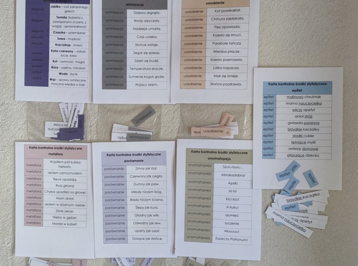 Środki stylistyczne - dopasowanie - tabela