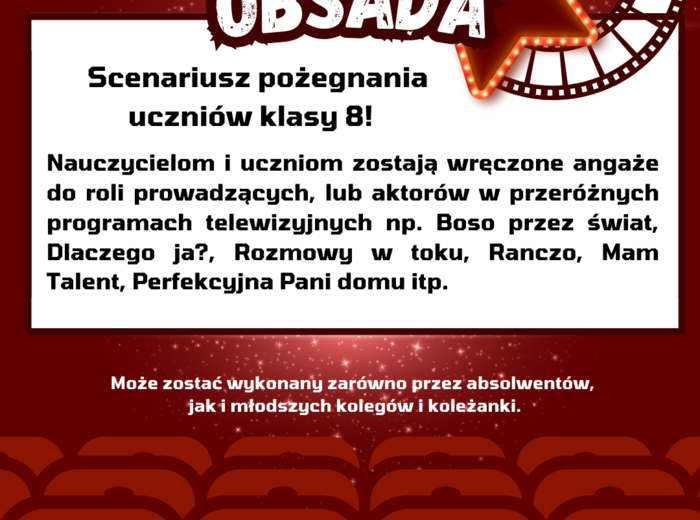 "Gwiazdorska obsada!" Scenariusz pożegnania uczniów klasy 8.