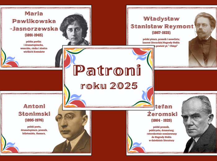 PATRONI ROKU 2025 – gazetka – biblioteka – język polski – 11 stron – wersja 4