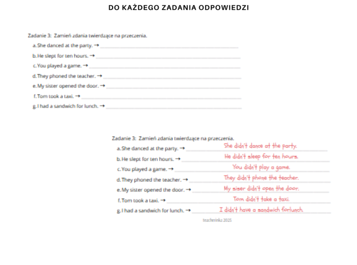 Gramatyka klasa 5, język angielski. Czas przeszły Past Simple - przeczenia, pytania, krótkie odpowiedzi, English Class A1+ Unit 7 ćwiczenia powtórzenie