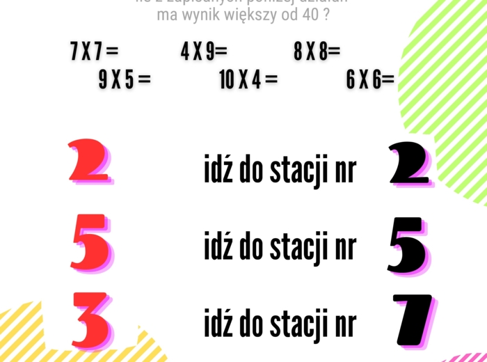 Tabliczka mnożenia - stacje zadaniowe