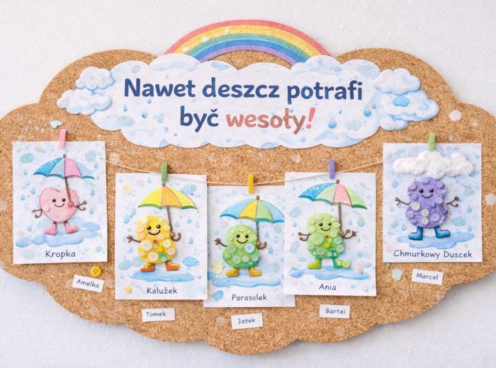 Deszczowe stworki z guzików
