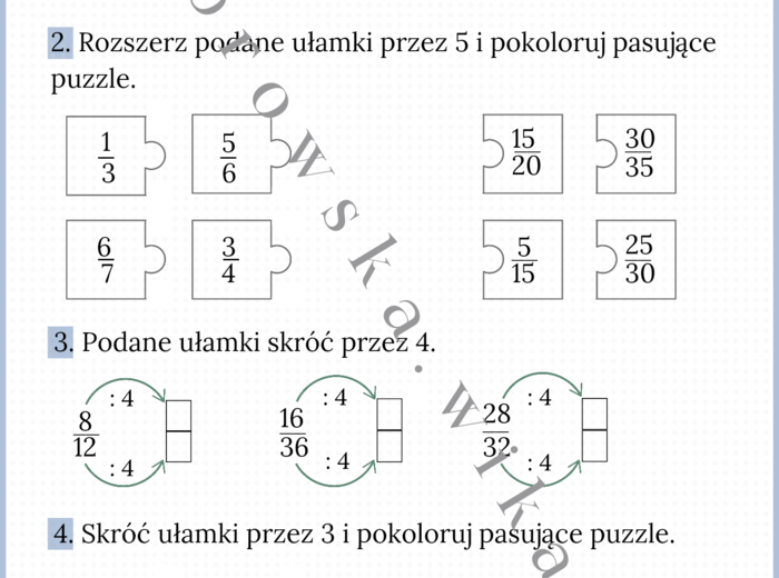 Rozszerzanie i skracanie ułamków