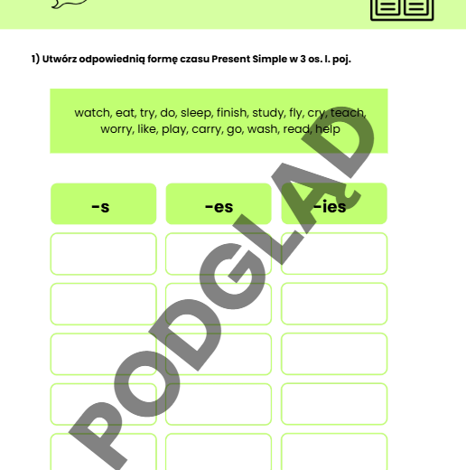 Present Simple - karta pracy wytłumaczenie + zadania