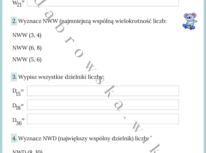 NWW i NWD - karta pracy