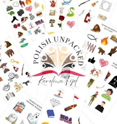 Zestaw ikony (symbole, obrazki) do wszystkich lektur egzamin ómoklasisty