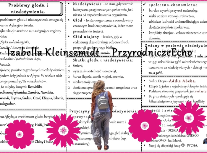 Sketchnotka/książeczka/notatka/wklejka/ściąga dla ucznia i przypomnienie dla nauczyciela/edukacja domowa. Temat „Etiopia-problemy głodu i niedożywienia”. Materiał w pdf. Geografia 8, dział „Afryka”. Nowość 2024/2025.