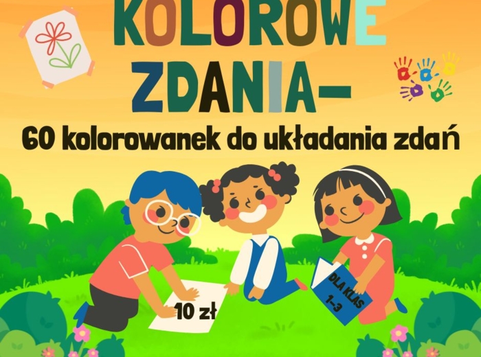Kolorowe zdania- 60 kolorowanek do układania zdań