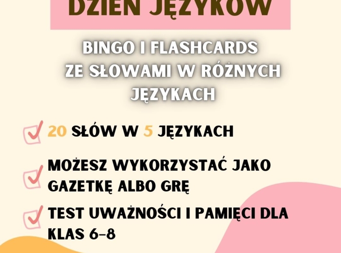 DZIEŃ JĘZYKÓW OBCYCH, EUROPEJSKI DZIEŃ JĘZYKÓW, GRA/BINGO/FLASHCARDS