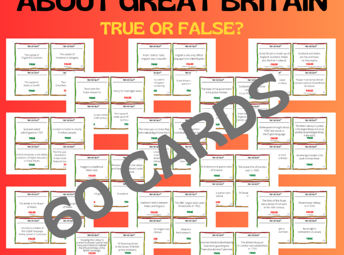 60 FACTS ABOUT GREAT BRITAIN / TRUE OR FALSE