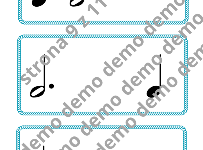 Muzyka. Karty do nauki wartości rytmicznych i ćwiczeń praktycznych. Metrum 4/4.