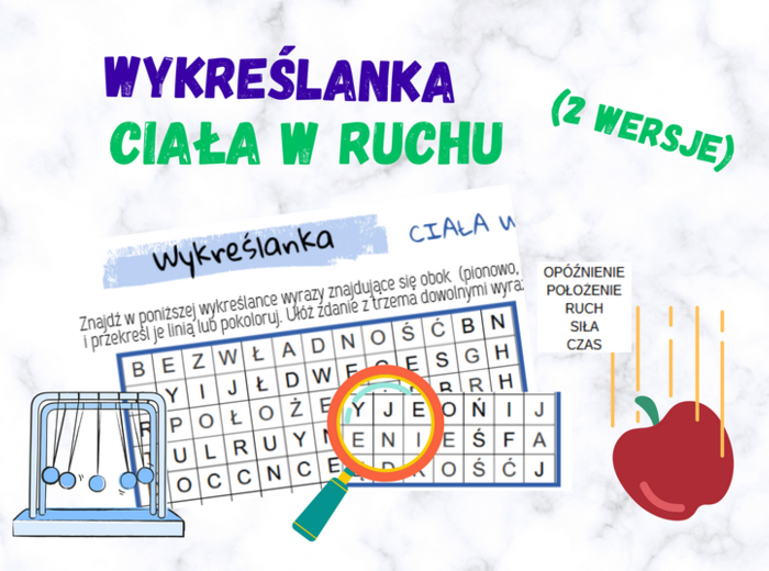 Wykreślanka - Ciała w ruchu (2 wersje)