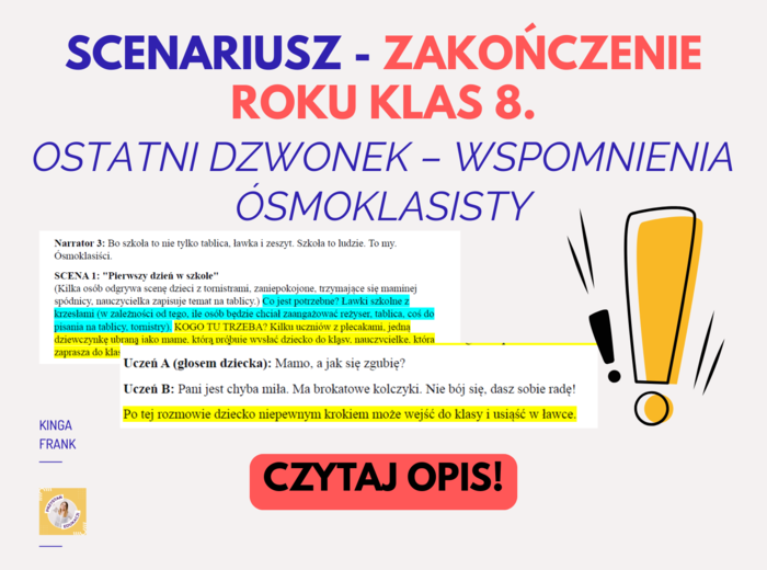 Scenariusz - zakończenie roku klas 8. #scenariusznazakończenieroku #zakończenierokuklas8.