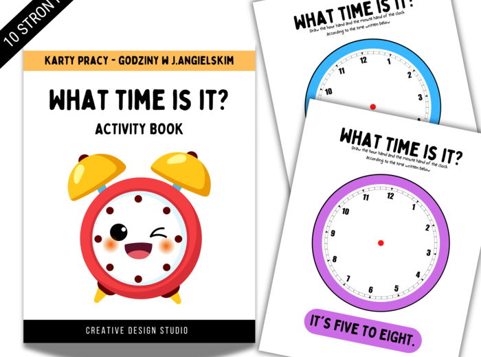 Angielski - What time is it? Ćwiczenia / Karty Pracy że znajomości podawania godziny w języku angielskim.