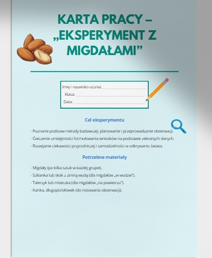 Karta pracy „Eksperyment z migdałami”