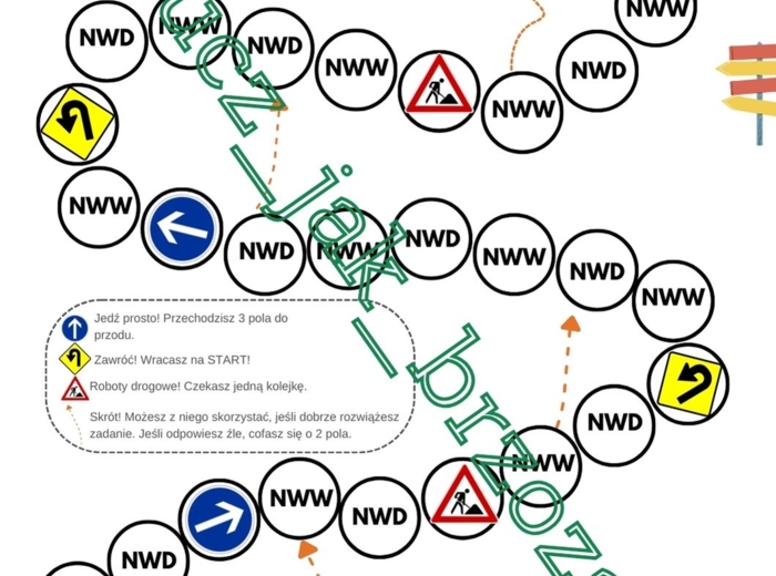 NWW i NWD, gra planszowa, wielokrotności i dzielniki, klasa 5