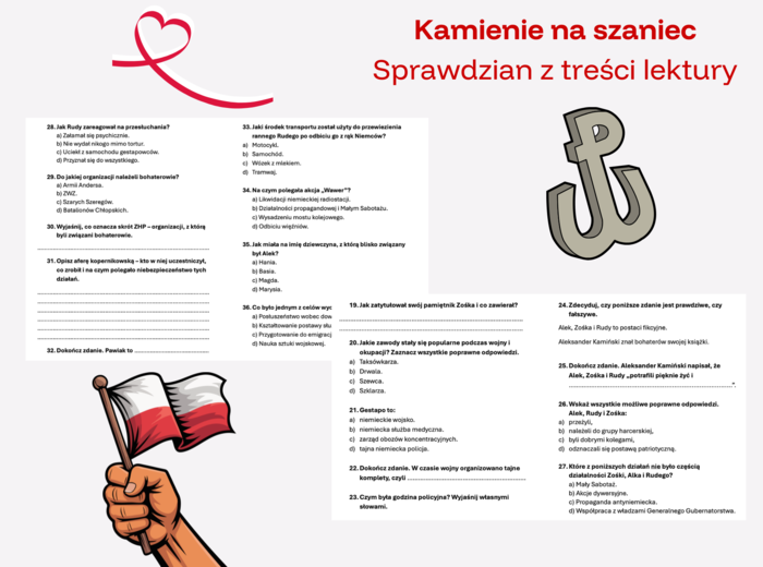 Kamienie na szaniec - sprawdzian z treści lektury