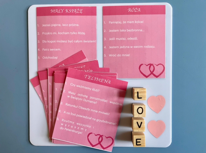 Literacki flirt - gra na walentynki